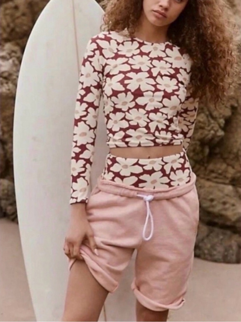 NWOT Free People, For The Win Long Shorts in Heather Pink Grey Size S - Picture 3 of 15
